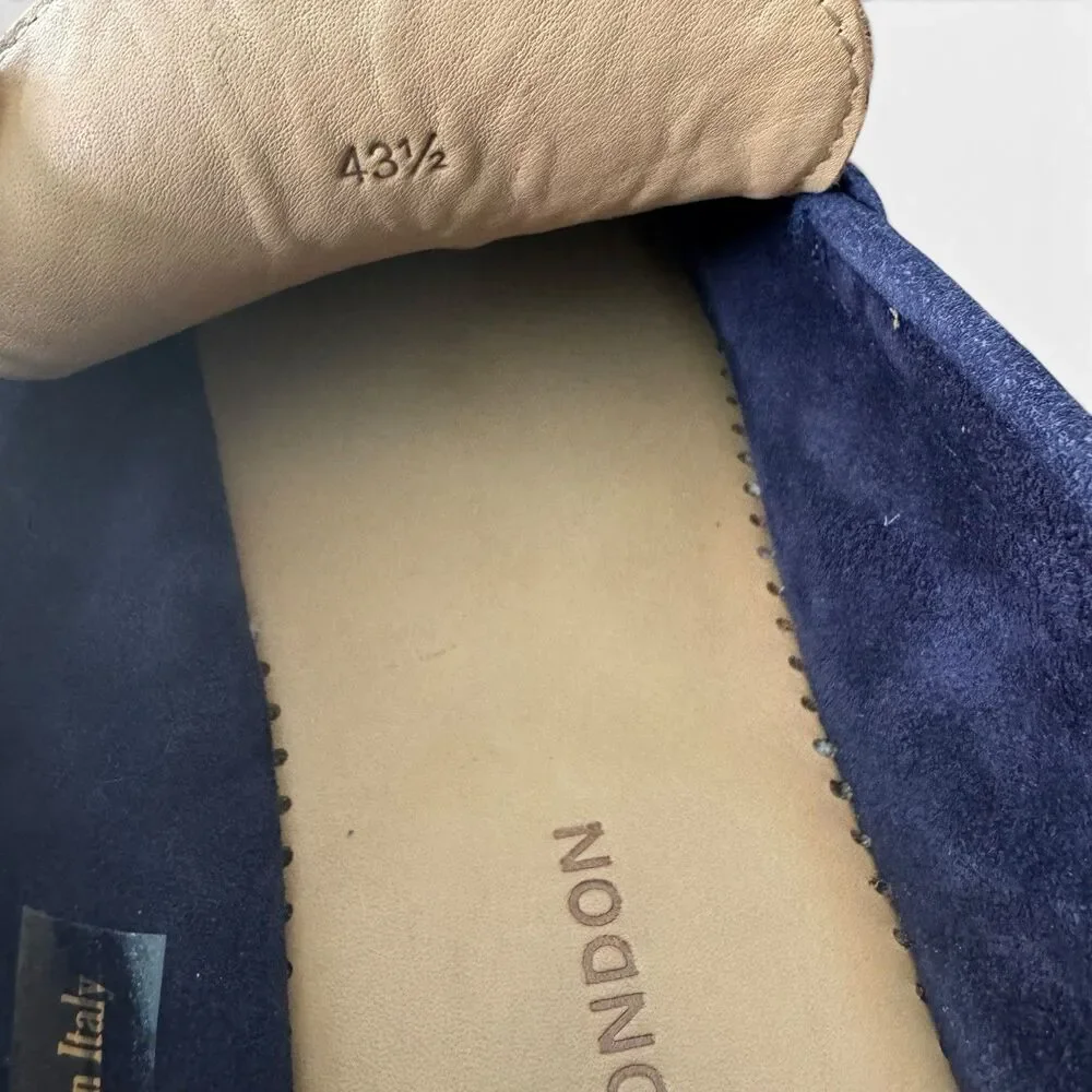 Harrys London Riviera Suede Espadrilles Men 43 1/2 EU 10.5 US Blue Penny Loafer